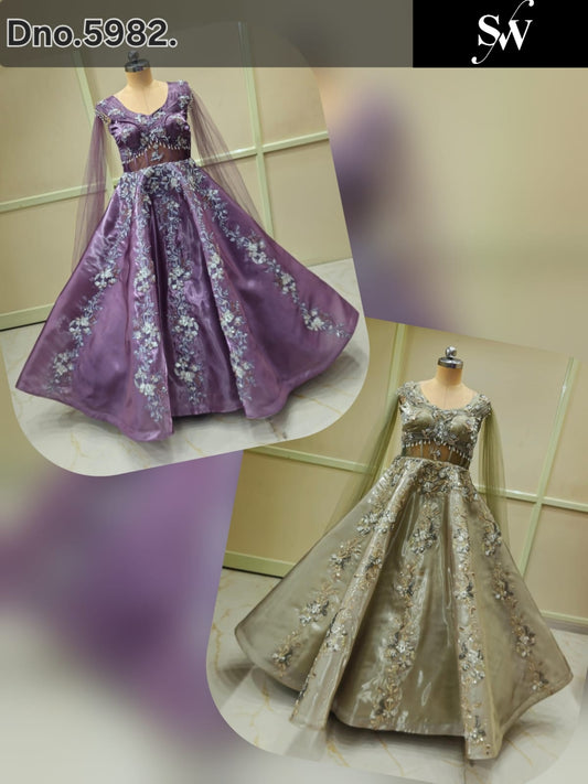 Purple Olive Green Gown