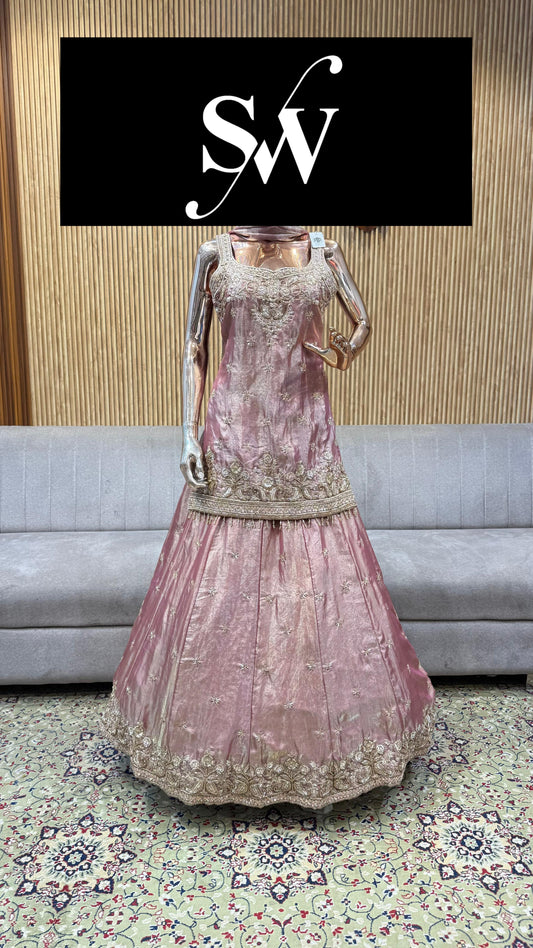 Baby Pink Long Shrug Dress Material