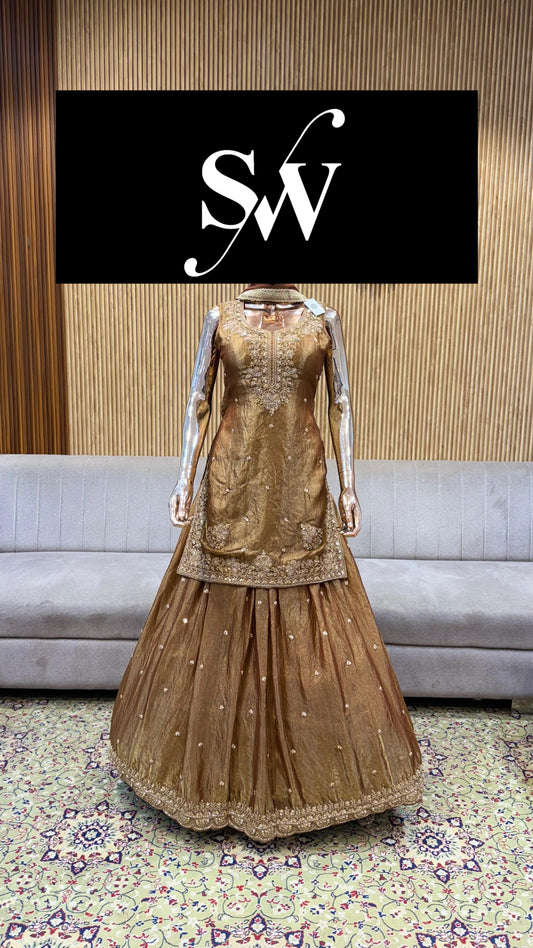 Rust Brown Long Shrug Dress Material