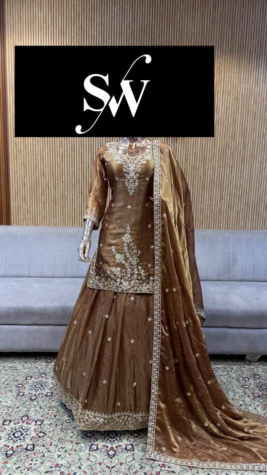 Dark Brown Long Shrug Dress Material