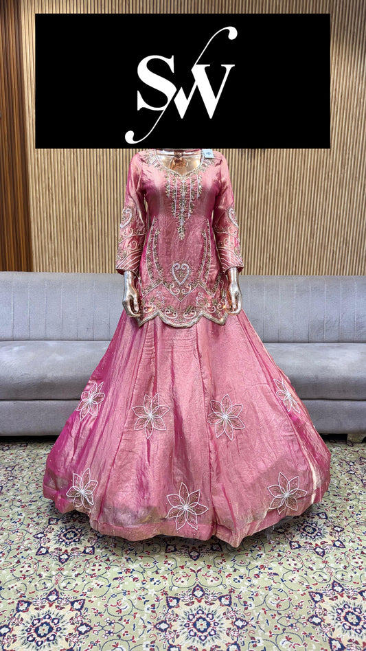 Pink Long Shrug Dress Material