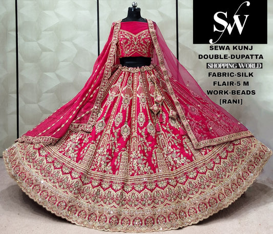 Red Double Dupatta Silk Bridal Lehenga