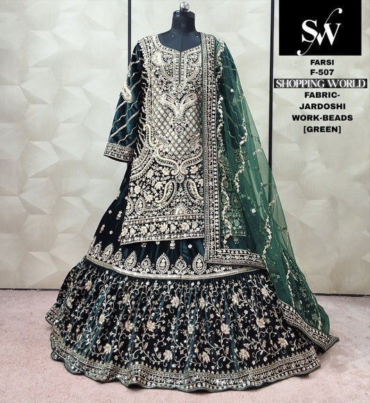 Raspberry Jardoshi peplum long Dress Farshi Gaharara Dress Special