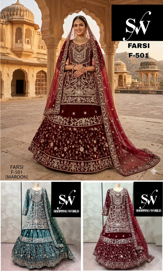 Maroon Dark Maroon Green Tissue peplum long Dress Farshi Gaharara Dress Special