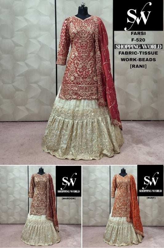 Rani Pink Maroon Rust Orange peplum long Dress Farshi Gaharara Dress Special