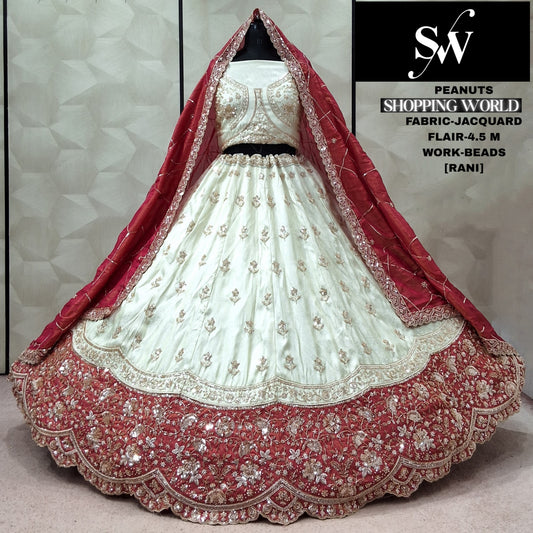 Rani Pink White Jacquard lehenga