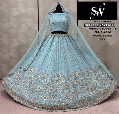 Pista Green Georgette lehenga