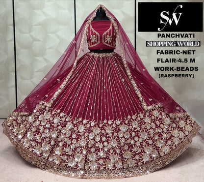 Onion Pink Net Lehenga