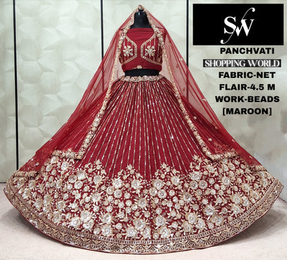 Onion Pink Net Lehenga