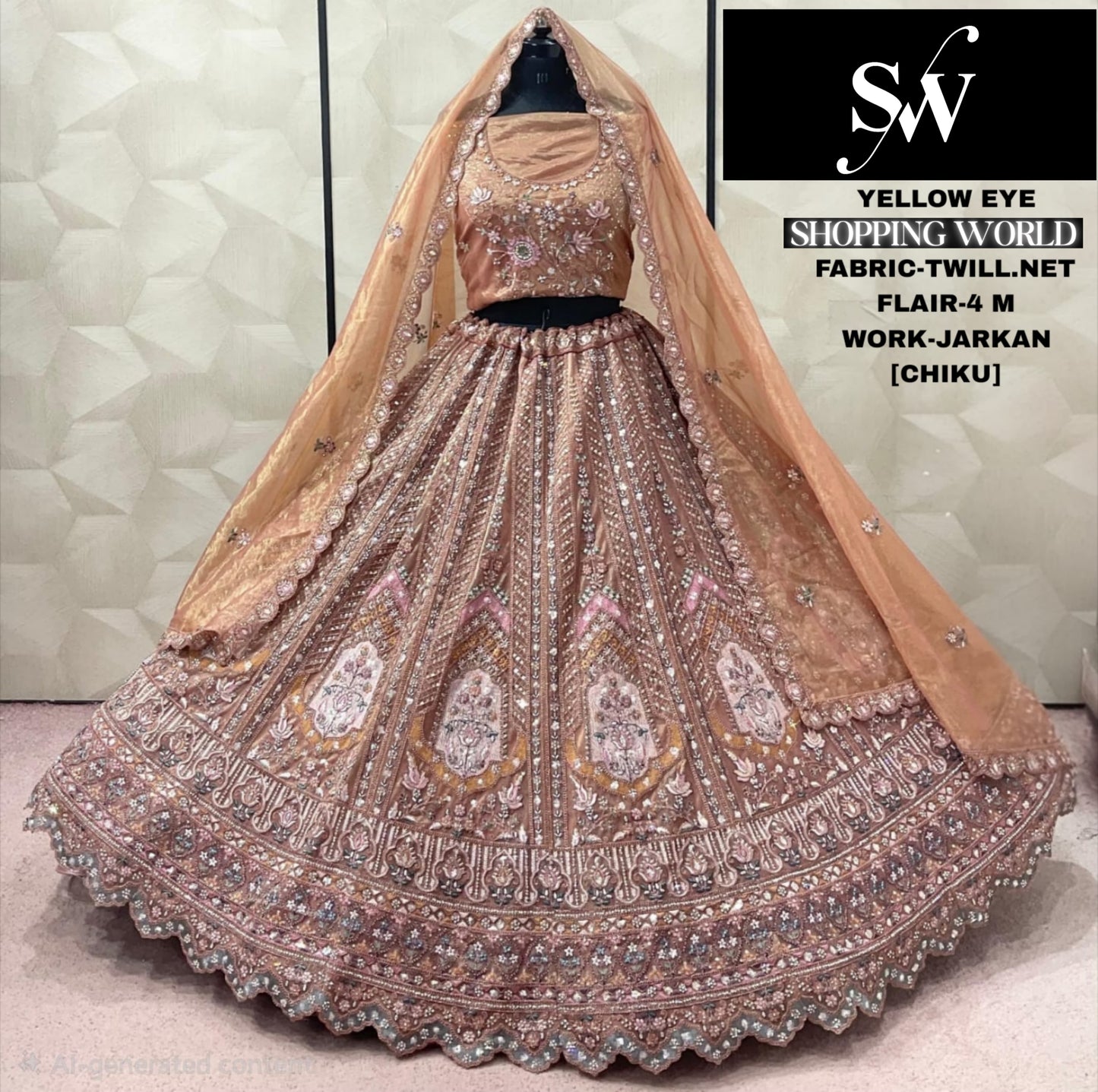 White Twill Net Lehenga