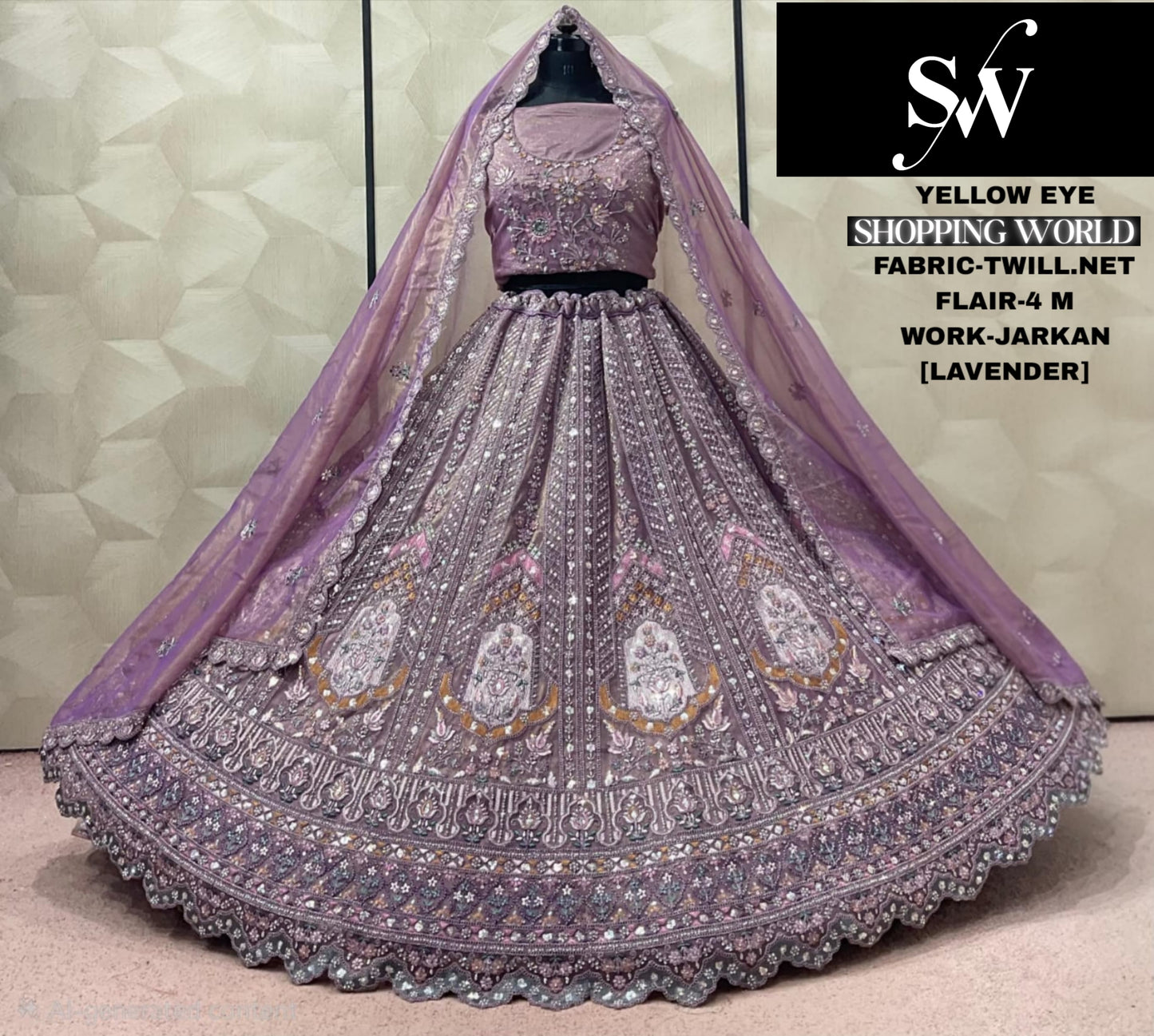White Twill Net Lehenga