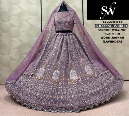 White Twill Net Lehenga