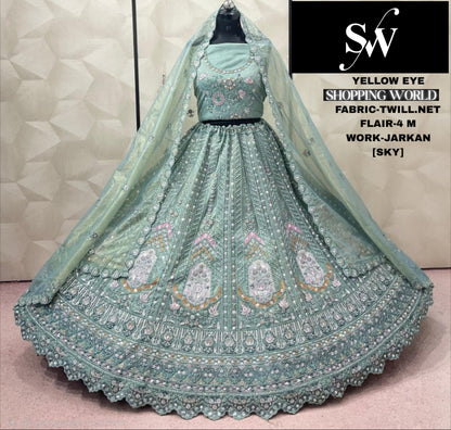 White Twill Net Lehenga