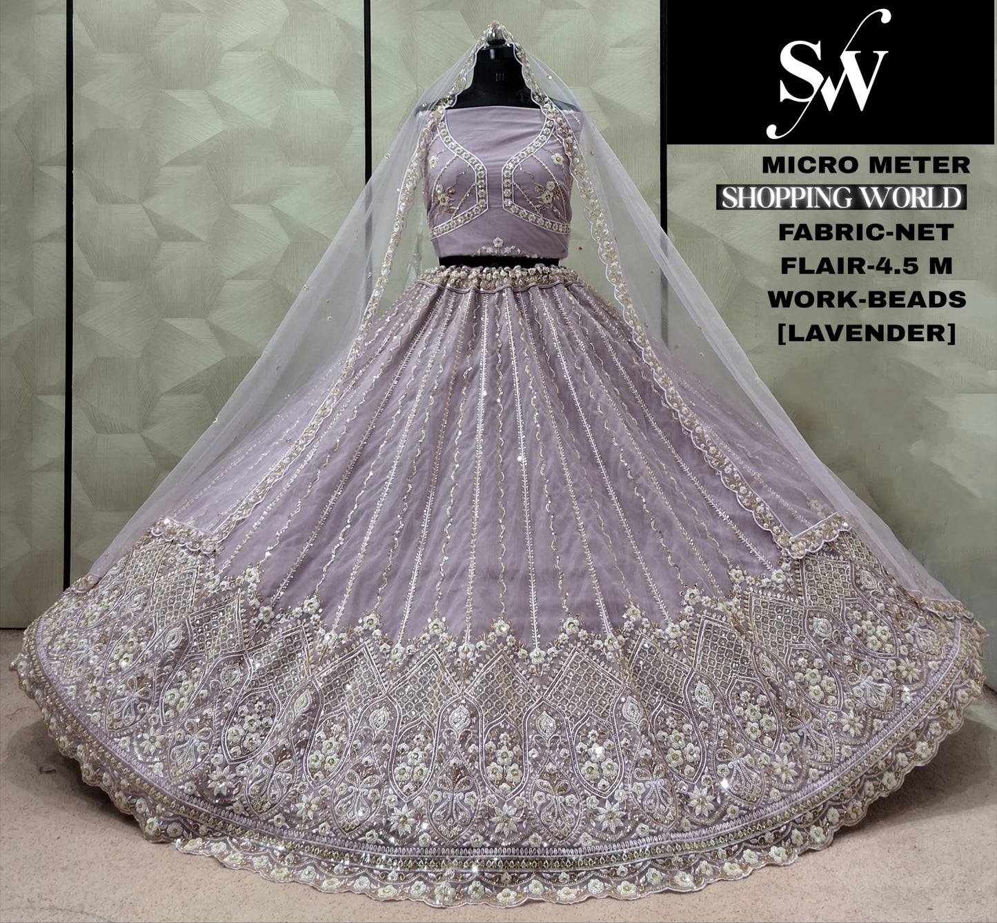 Lavender Net Lehenga
