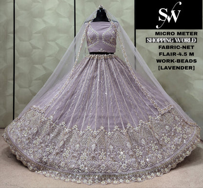 Lavender Net Lehenga