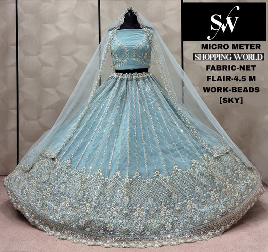 Sky Blue Net Lehenga