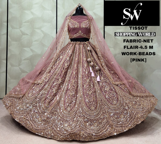 Pink Net Lehenga