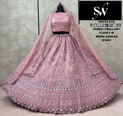 Sky Green Twill Net Lehenga