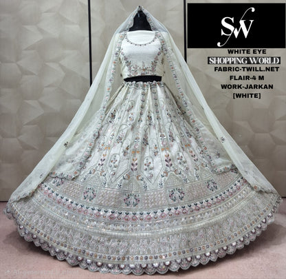 Sky Green Twill Net Lehenga