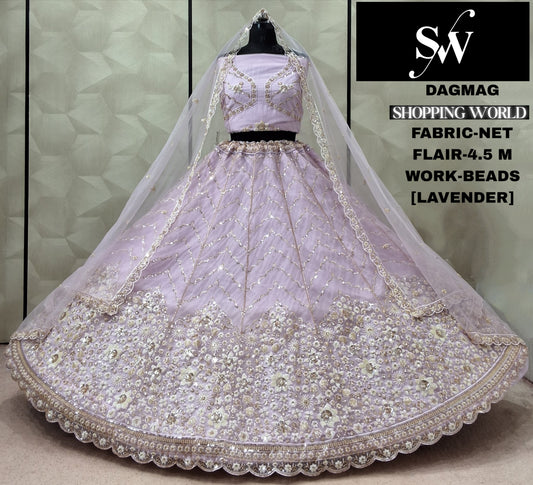 Lavender Net Lehenga