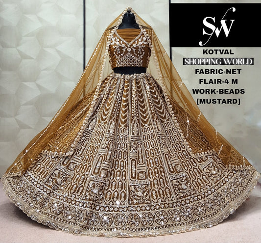 Mustard Net Lehenga