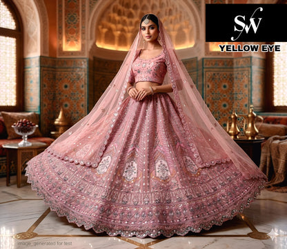 White Twill Net Lehenga