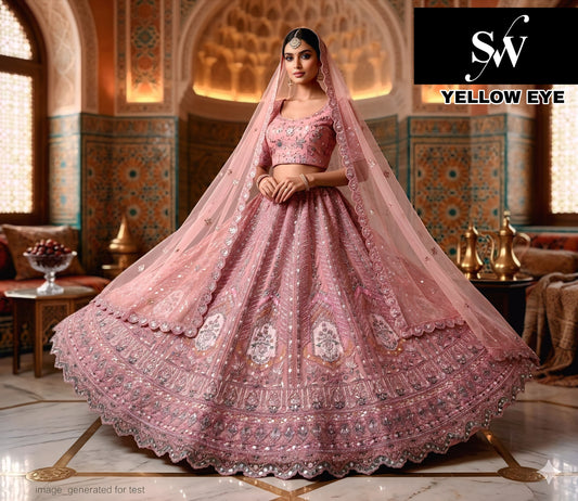Pink Twill Net Lehenga