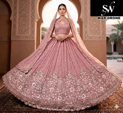 Pista Green Georgette lehenga