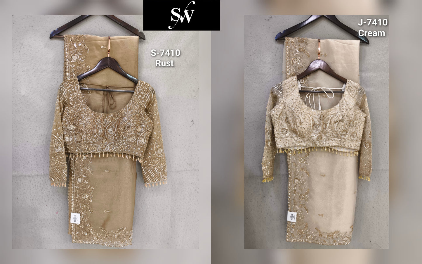 Rust Golden Off White Designer Saree