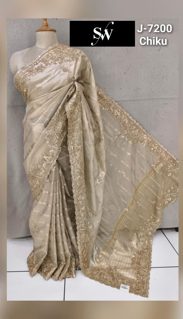 Chiku Golden Designer Saree