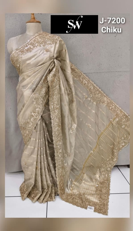 Chiku Golden Designer Saree