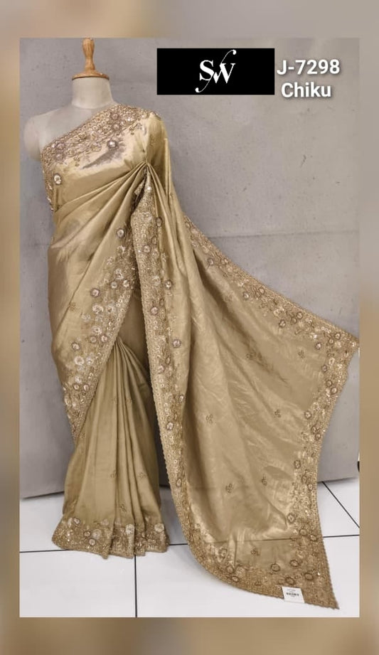 Chiku Golden Designer Saree