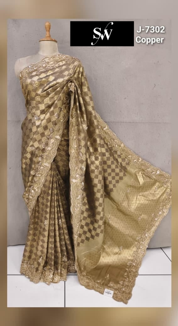 Chiku Golden Designer Saree