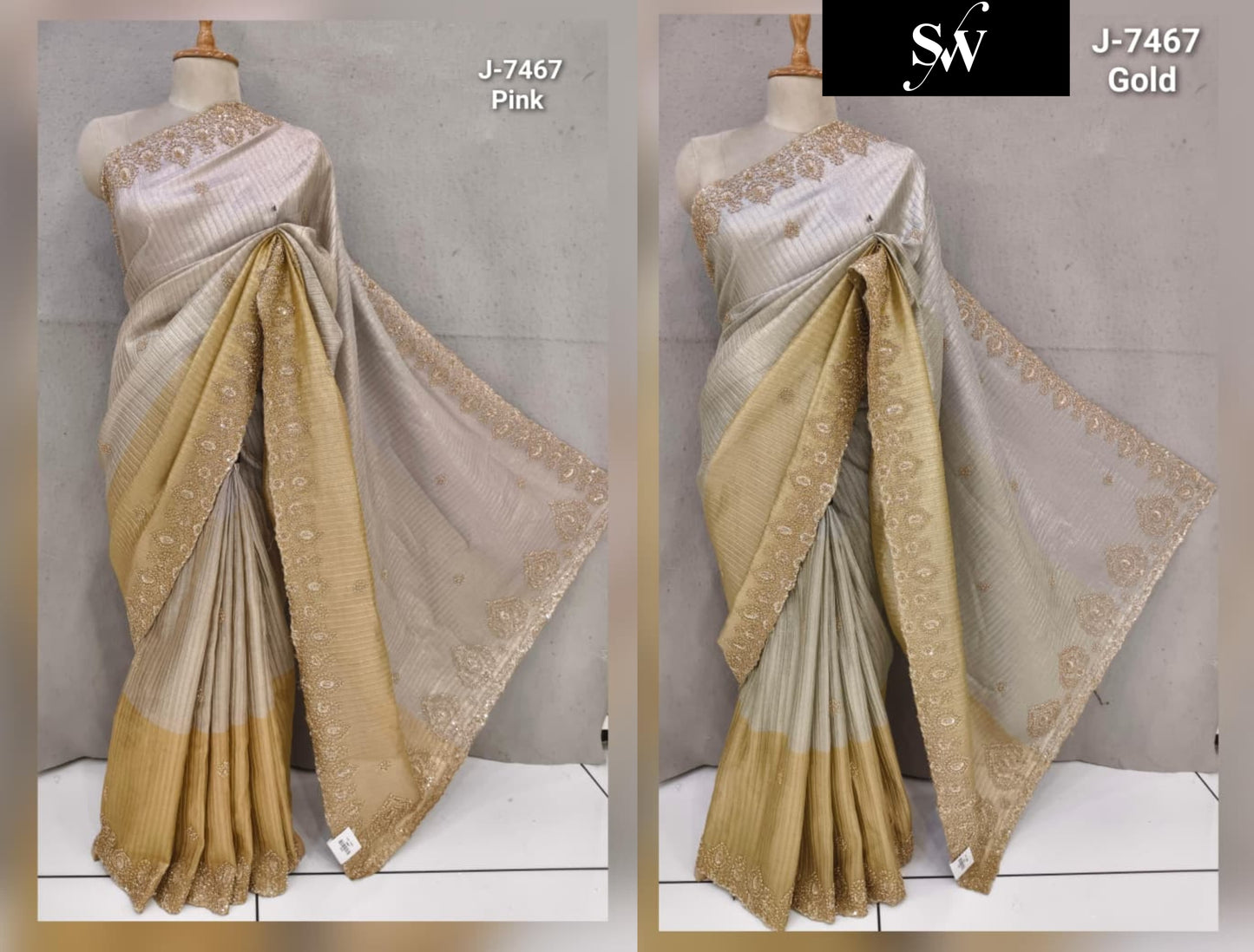 Pink Golden Designer Saree