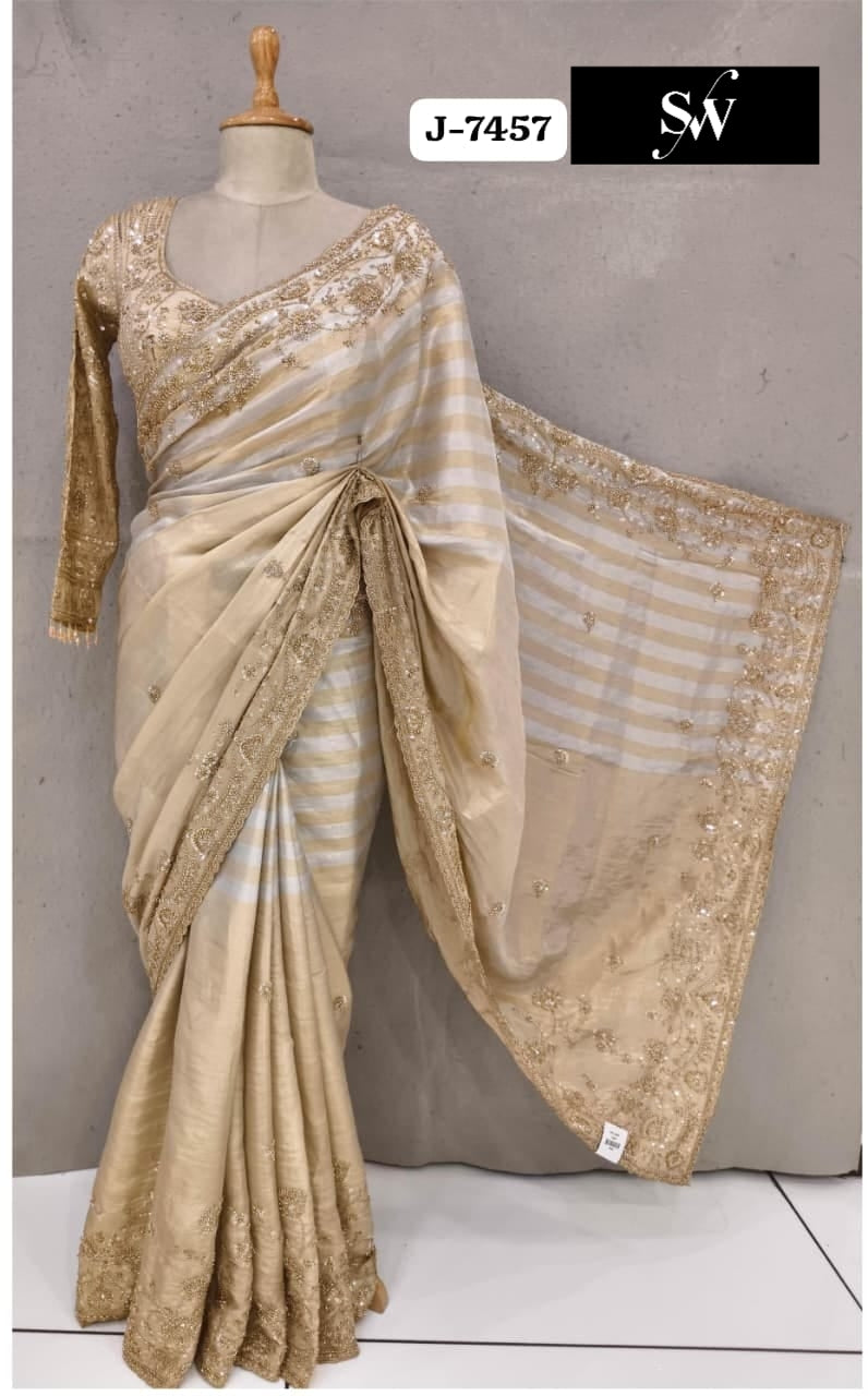 Golden Pink Designer Saree