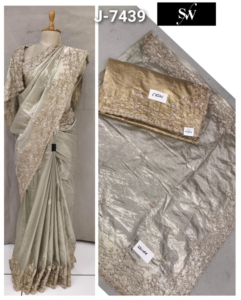Silver Grey Designer Saree