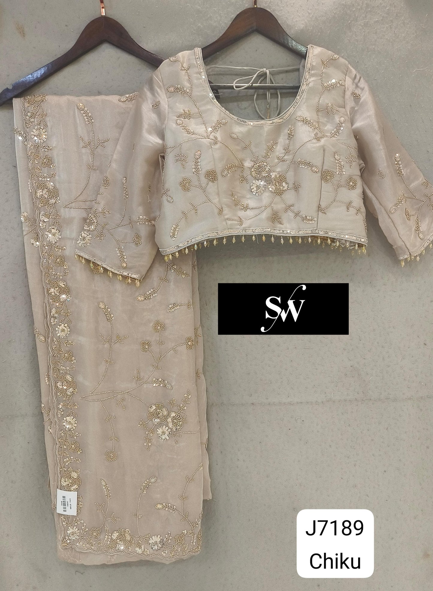 Chiku Golden Designer Saree