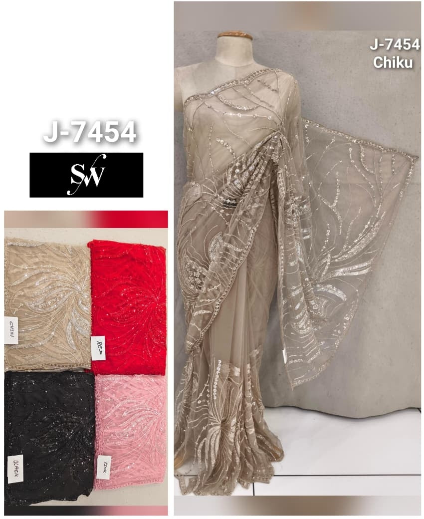 Golden Pink Red Black Saree