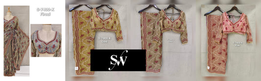 Golden Chiku Golden Pink Designer Saree