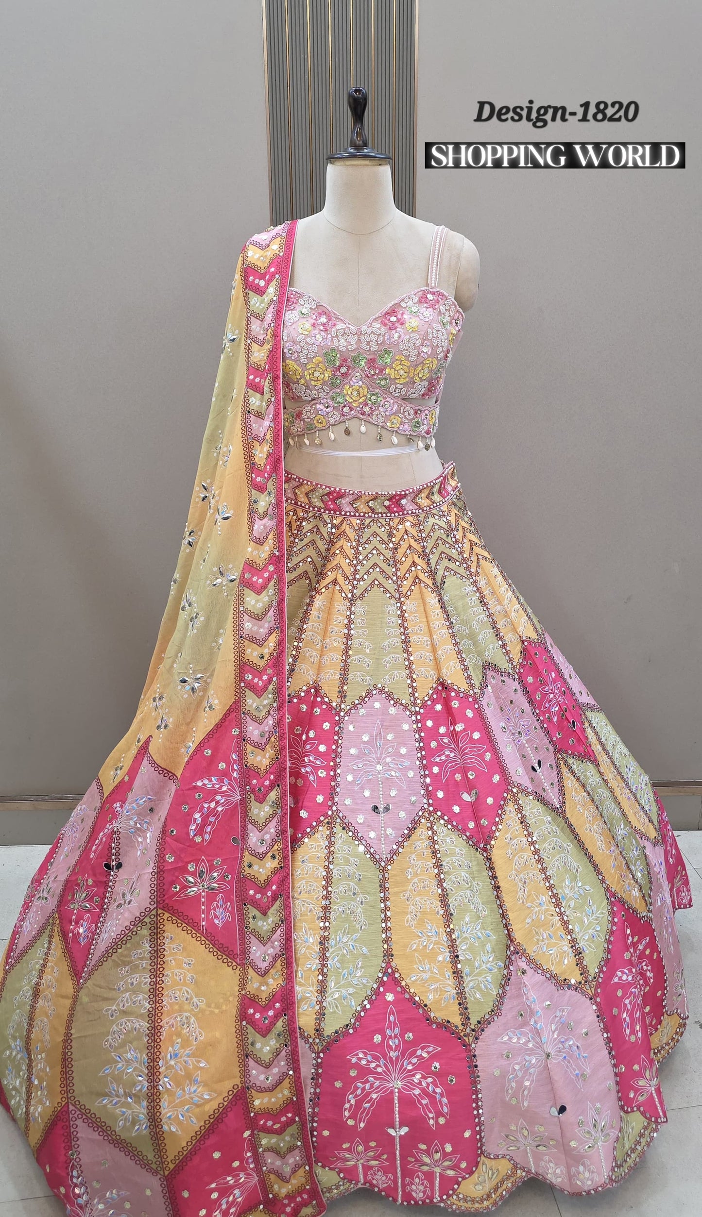 Purple Lavender Multicolour Crop Top Lehenga