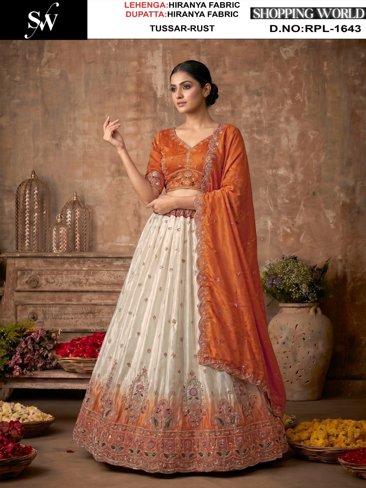 Purple Sea Green pink Rust Orange Pista Green Hiranya Lehenga