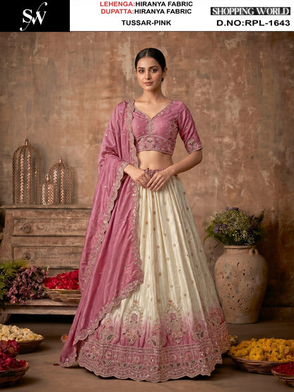 Purple Sea Green pink Rust Orange Pista Green Hiranya Lehenga