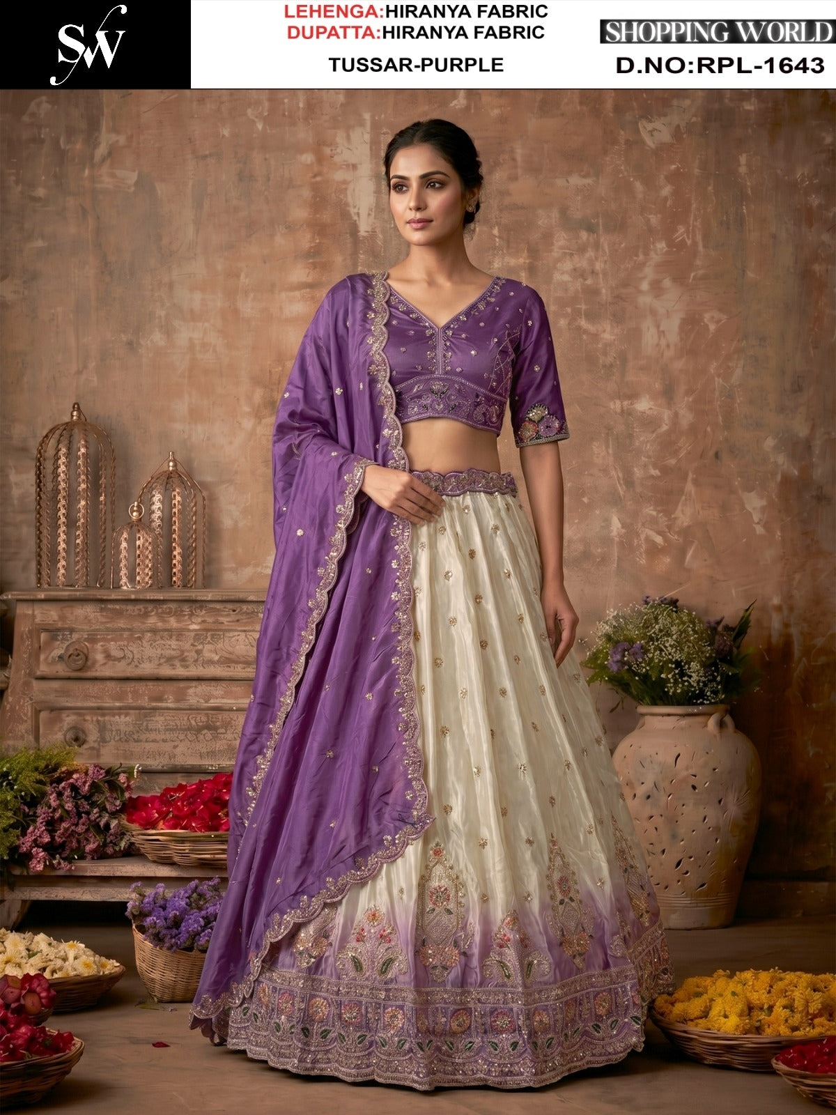 Purple Sea Green pink Rust Orange Pista Green Hiranya Lehenga
