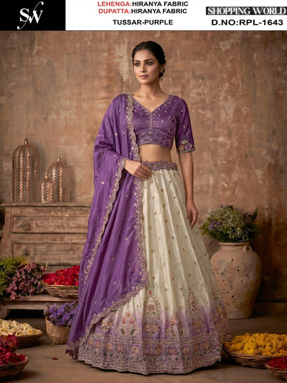 Purple Sea Green pink Rust Orange Pista Green Hiranya Lehenga