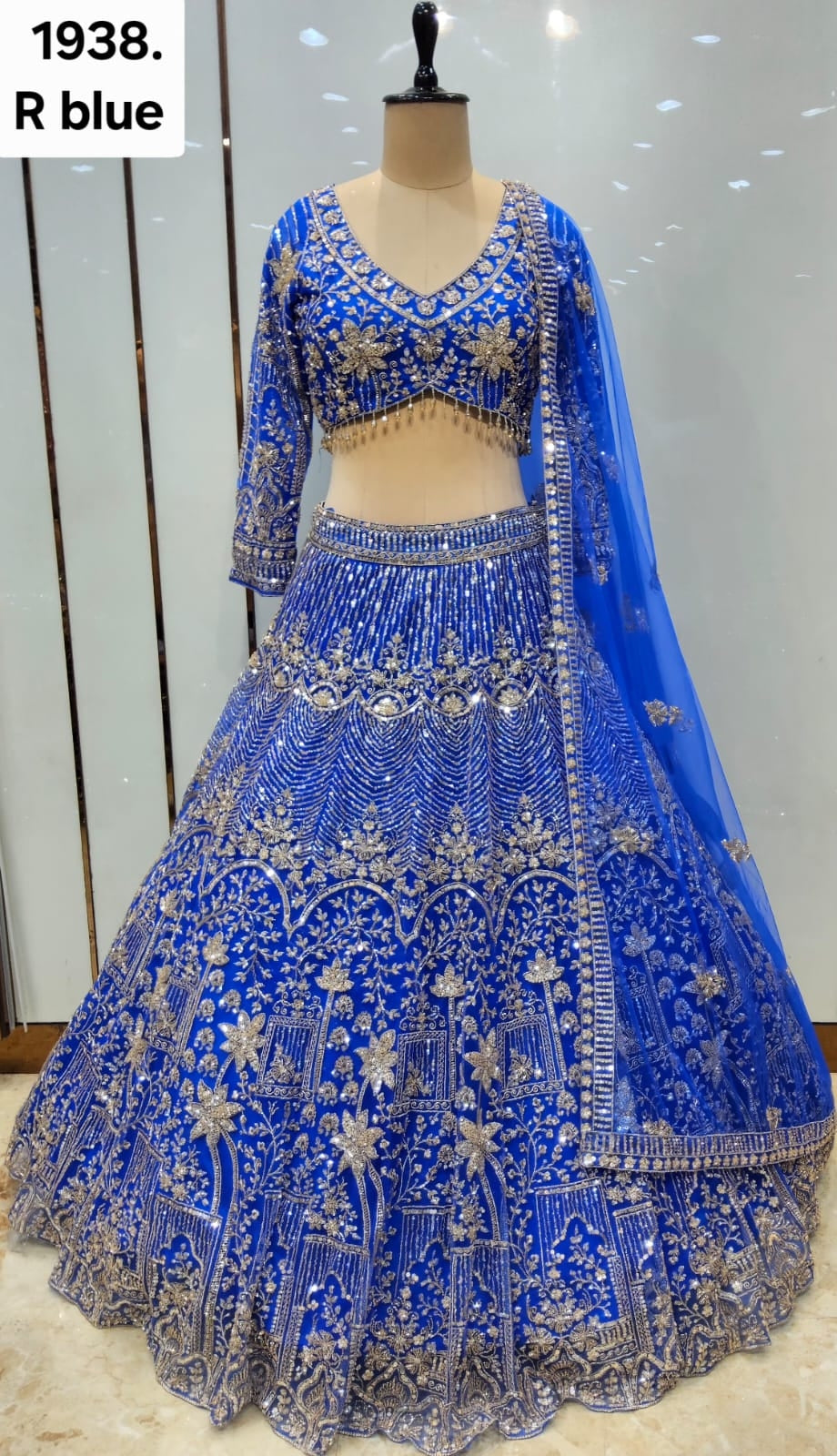 Royal Blue Crop Top Lehenga