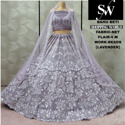 Lavender Net Lehenga