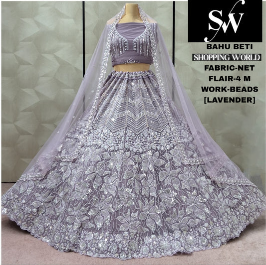 Lavender Net Lehenga