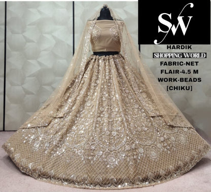 Morpeach Blue Net Lehenga