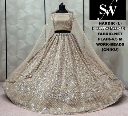 Morpeach Blue Net Lehenga