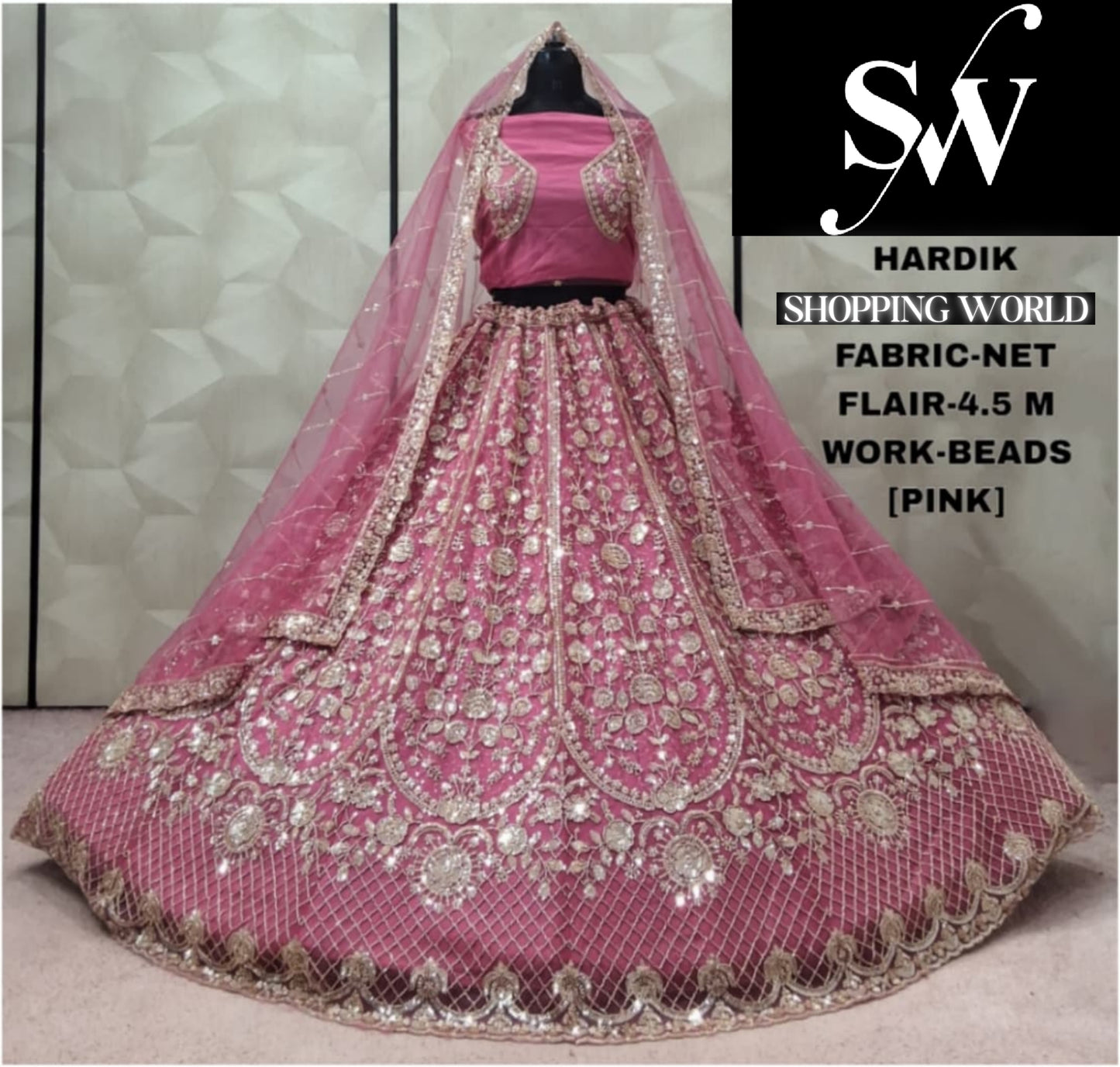 Morpeach Blue Net Lehenga
